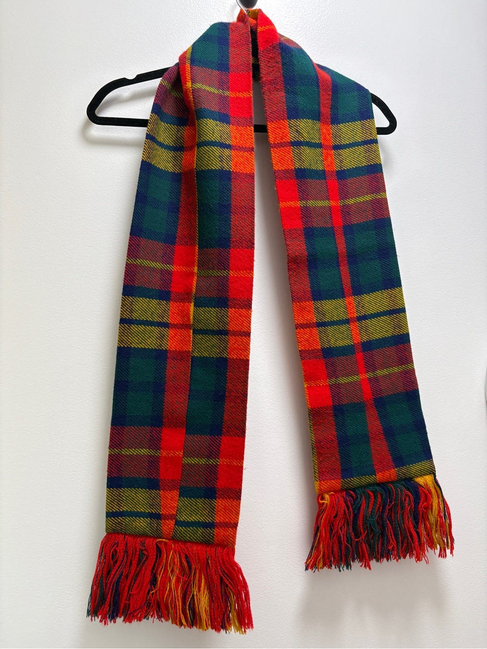 Tartan Wool-Blend Scarf in Red & Green - Winter Scarf , Outdoorsy, Holiday